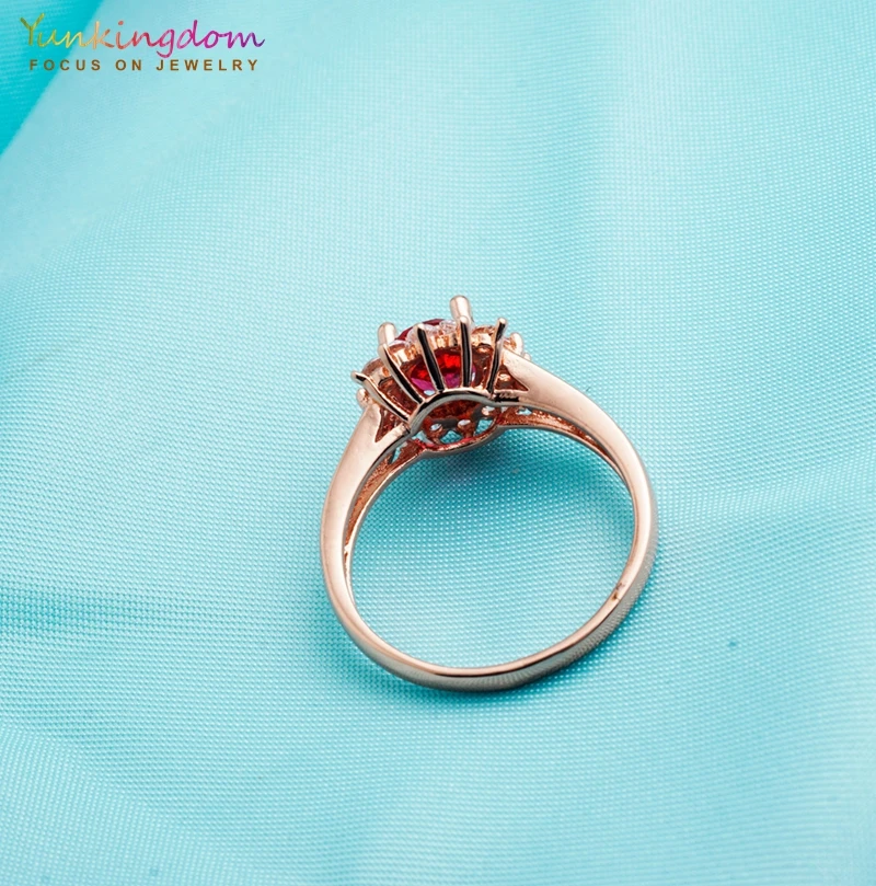 Yunkingdom Россия женские свадебные кольца розовые красные кристаллы модная королева