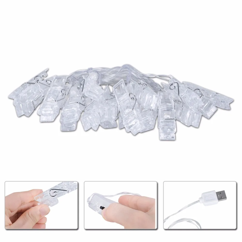 USB/светодиодная гирлянда на батарейках с зажимом для фото новогодняя