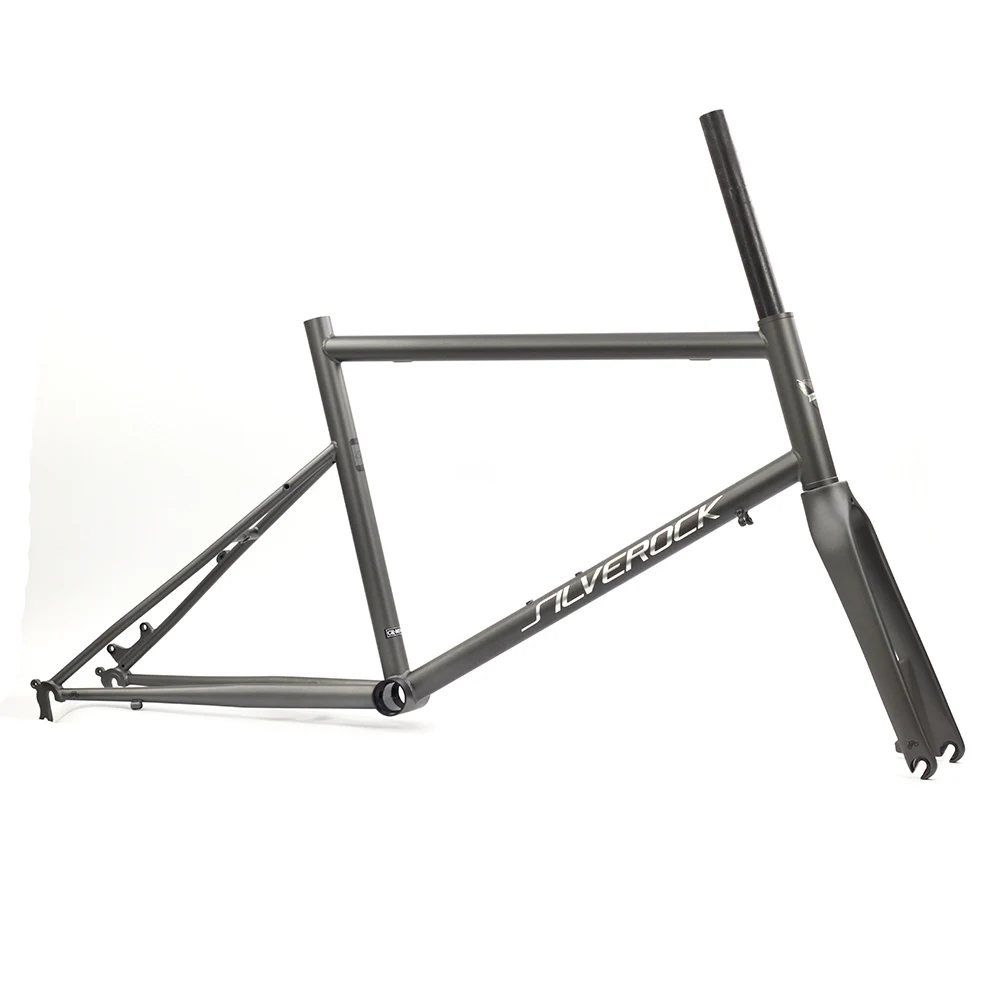 matte gray Silverock хромированная рама Карбоновая вилка 451 406 2" 1 1/8" Minivelo рама вилка подходящий диск суппорт тормоза городские велосипеды рама - Цвет: matte gray
