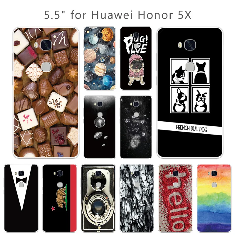 Мягкие силиконовые чехлы для Huawei Honor 5X полная защита цветная задняя крышка 5 X X5 GR5