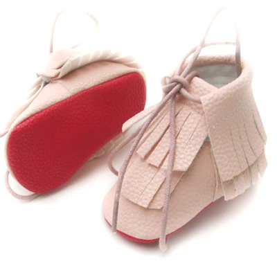 pink red sole Детские ботинки обувь для девочек; обувь принцессы; детская обувь с красной подошвой; кожаные ботинки с бахромой из искусственной кожи; chaussure - Цвет: pink red sole