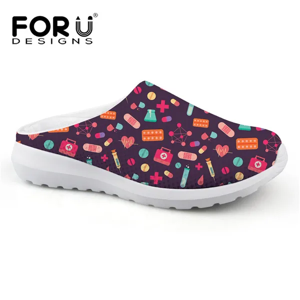 FORUDESIGNS/3D мультфильм узор с изображением сиделки плоские сандалии женские повседневные удобные туфли женские летние сандалии на плоской подошве Sandalias Mujer - Цвет: Y3468CA