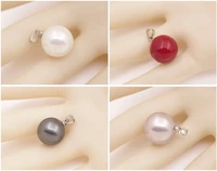 beauty 14mm round shell beads pendant mother of pearl choose color white gray black red purple