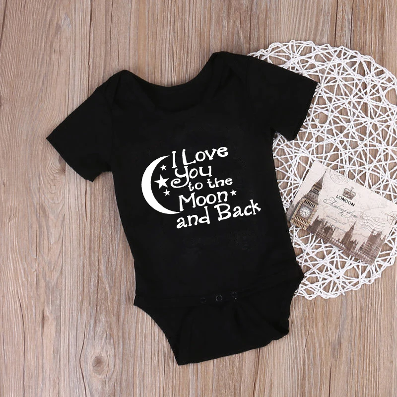Хлопковая одежда для маленьких мальчиков и девочек с надписью I Love You To The Moon And Back