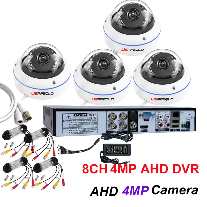 8 каналов 4MP AHD CCTV камера видеонаблюдения комплект DVR BNC кабель DC12V 5A источник