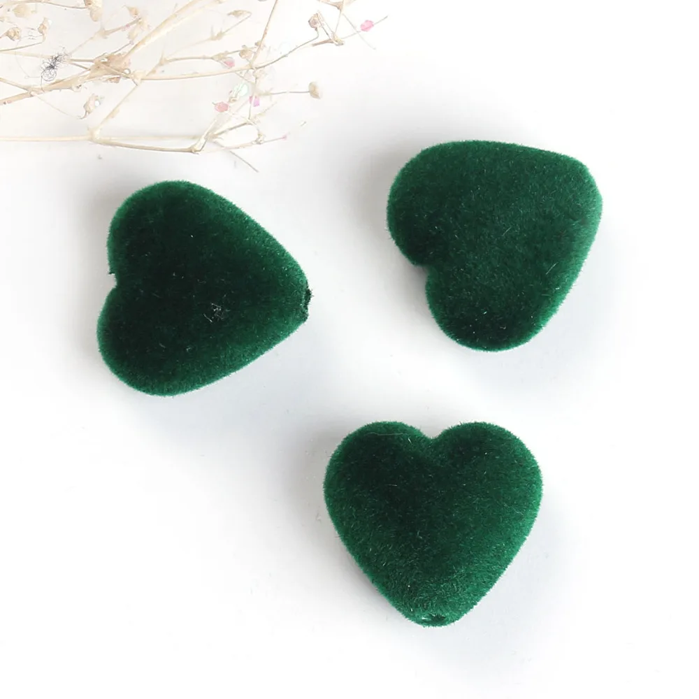 DoreenBeads акриловые шарики в форме сердца зеленый черный флокированные детали для