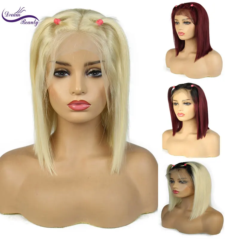 Dream beauty 613 парик из натуральных волос бразильские волосы Remy Омбре блонд Короткие