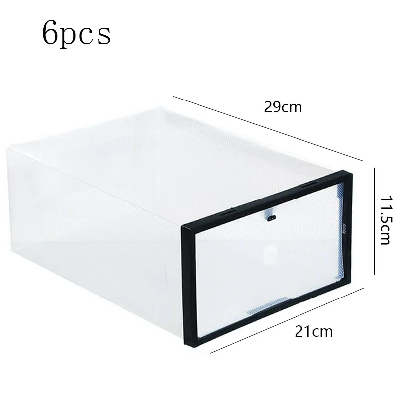 Black-6Pcs 6 шт./компл. креативная Складная Ящик коробки для хранения Комбинации прозрачный Портативный окружающую среду многоцелевой пыль-доказательство коробки для обуви - Цвет: Black-6Pcs