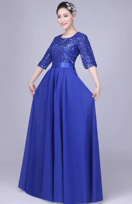 XYF01# новые весенне-летние костюмы для хора блестки красные, синие и фиолетовые длинные свадебные платья свадебное платье для выпускного вечера