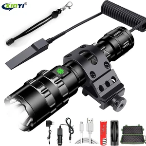 Светодиодный тактический фонарик 50000 лм, Ультраяркий заряжаемый от USB фонарь для разведчика, охотничий фонарь, водонепроницаемый 5 режимов, 1*18650