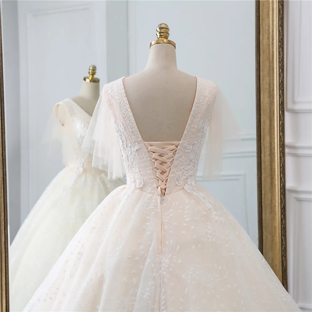 Fansmile/винтажное бальное платье принцессы из тюля для свадьбы, качественные кружевные свадебные платья больших размеров FSM-519F
