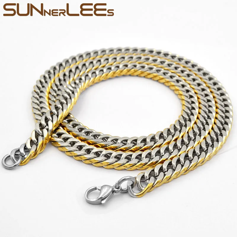 Ювелирные изделия SUNNERLEES из нержавеющей стали ожерелье 4 мм ~ 8 двойная панцирная