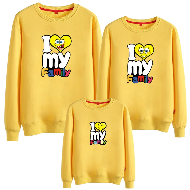 Yellow Семейные комплекты; сезон осень-зима; толстовки для мамы, папы и детей; длинные хлопковые футболки для взрослых и детей; семейный Рождественский Костюм - Цвет: Yellow