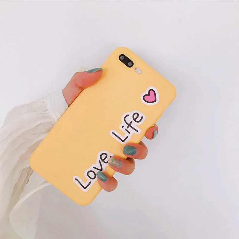 Love life love work phone case Super cute yellow Soft Fitted for iphone 6 6s 7 8 plus X xs max cover | Мобильные телефоны и