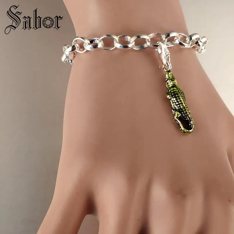 Креативный посеребренный зеленый Хамелеон Diy животные амулеты подходят браслеты