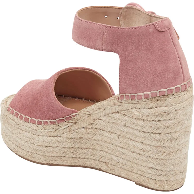 Розовые милые босоножки на танкетке женские Espardrilles большие размеры 11-15 женская