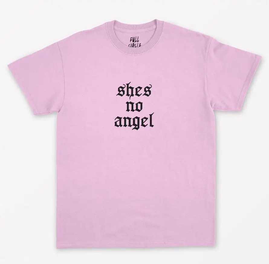 Она не ангел с буквенным принтом Футболка хлопок свободный покрой смешные