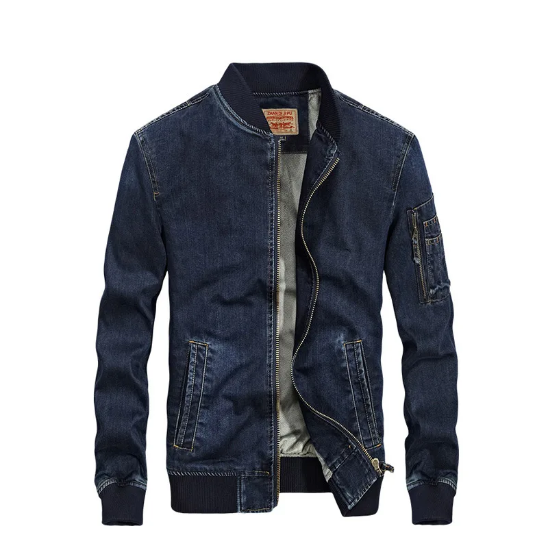 

TANG 2019 New Arrival Denim Spring Autumn Winter Jacket Men Fleece Jeans Jacket 2 Colors Outerwear Windproof Coat