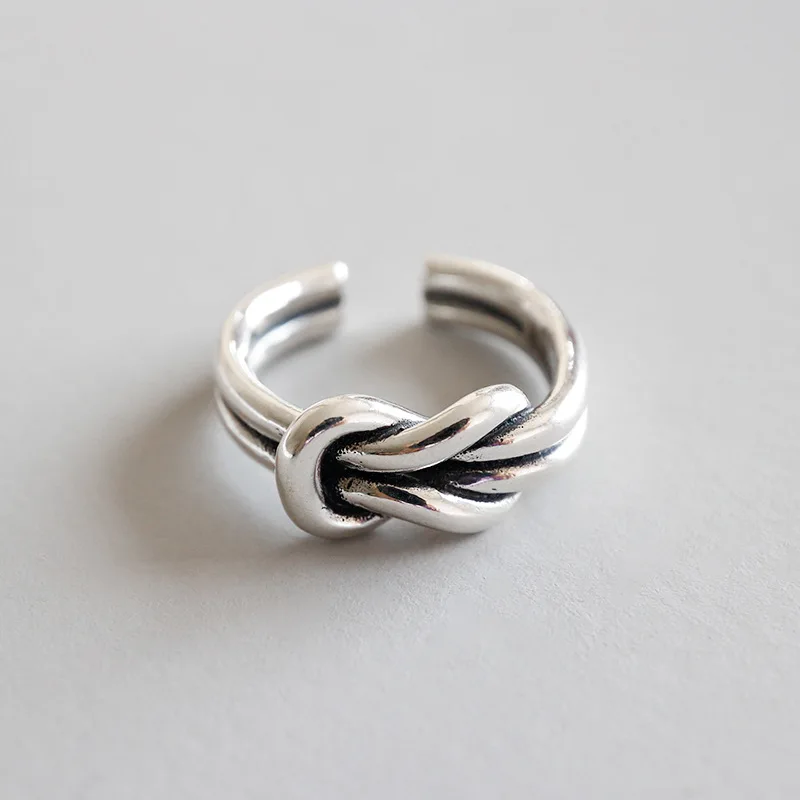 Кольцо женское Двухслойное из серебра 925 пробы с узлом|knot ring|open ringrings for women |