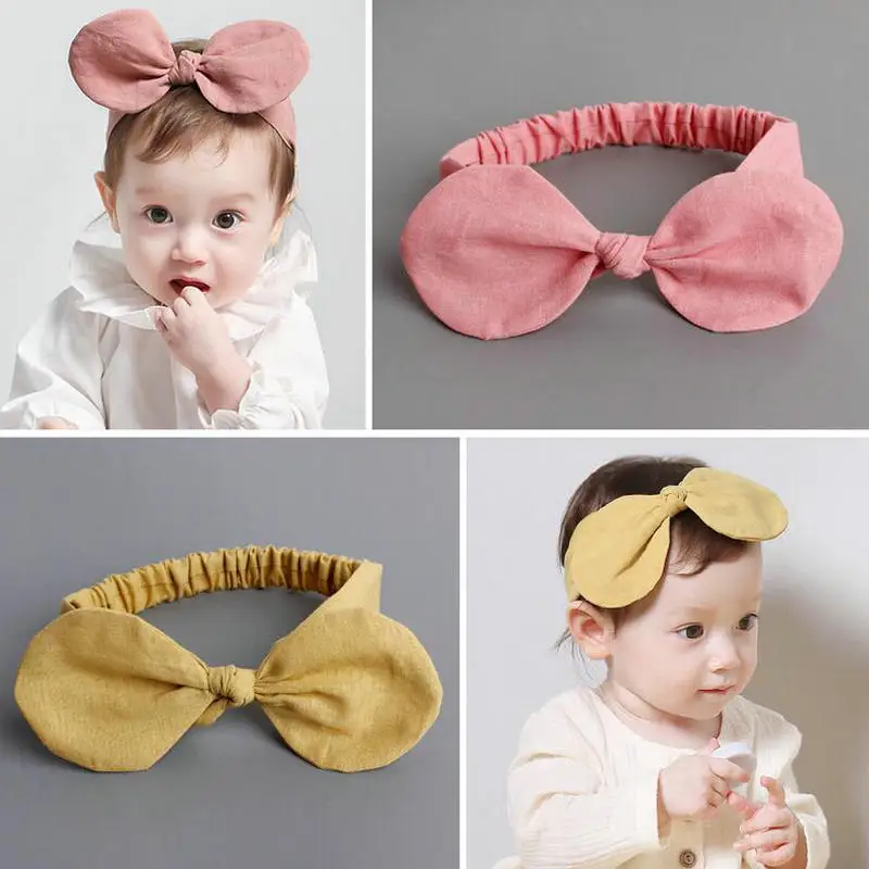 Милые детские эластичные мягкие банты для девочек с заячьими ушками из хлопка и