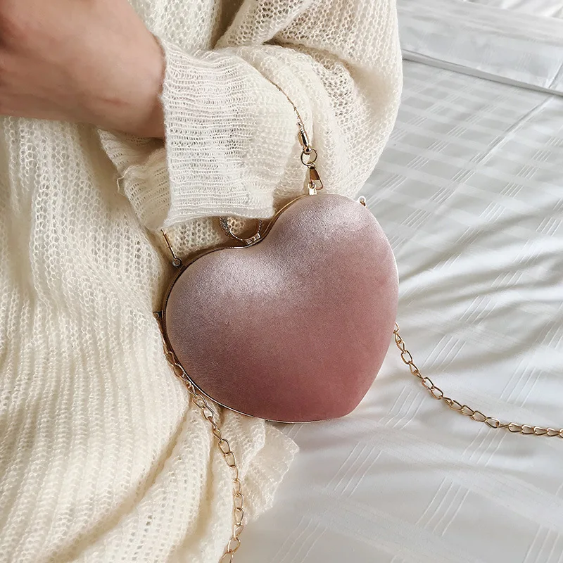 Цепь с плетением сердце 2019 новый вид сумки Золотая Бархатная сумочка дамская для