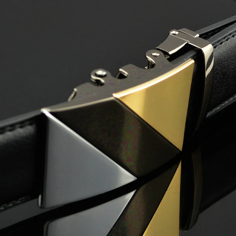 Мужской s ремень кожаный роскошный с золотой автоматической пряжкой 2019