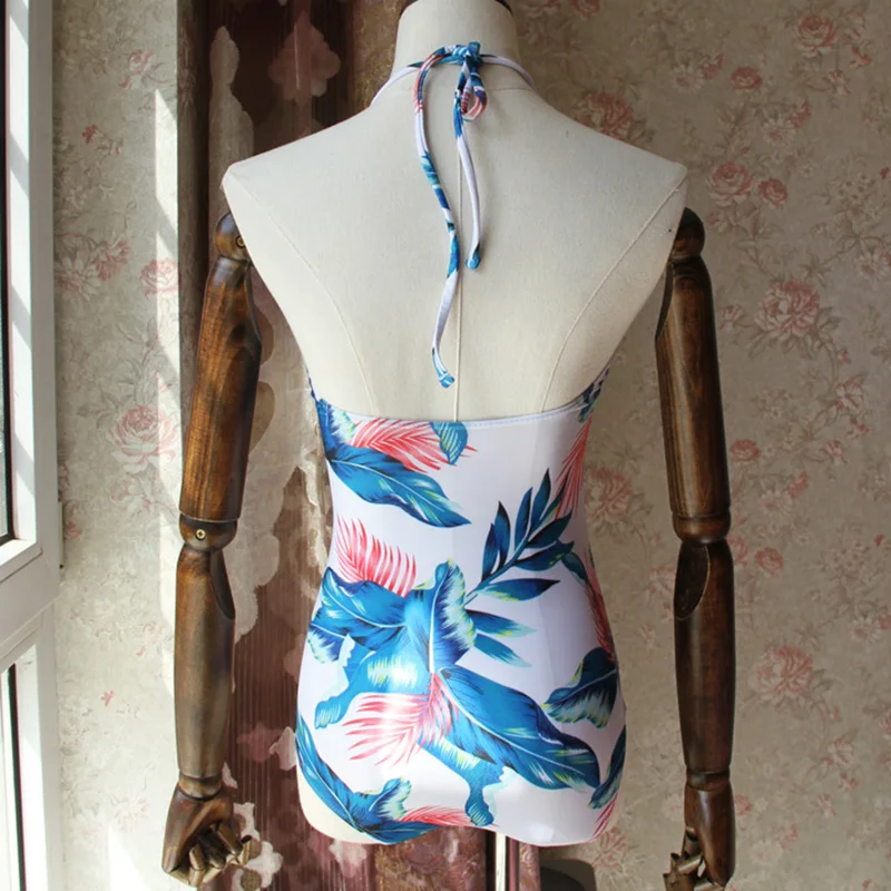 Сексуальная Цельный купальник женщин купальники кокосовой пальмой лист боди