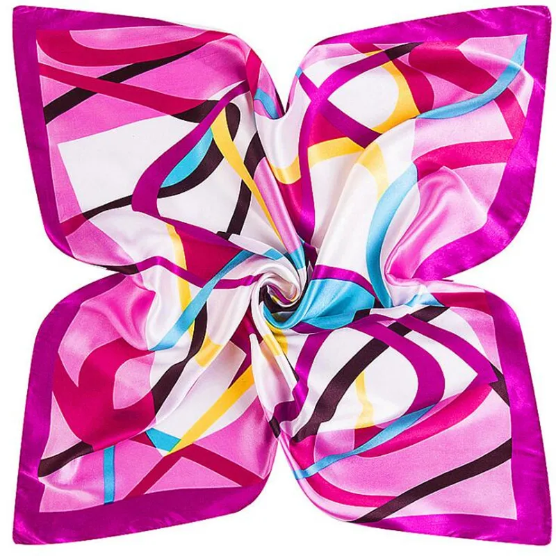 Маленький квадратный шелковый шарф 60x60 см с геометрическим рисунком женский