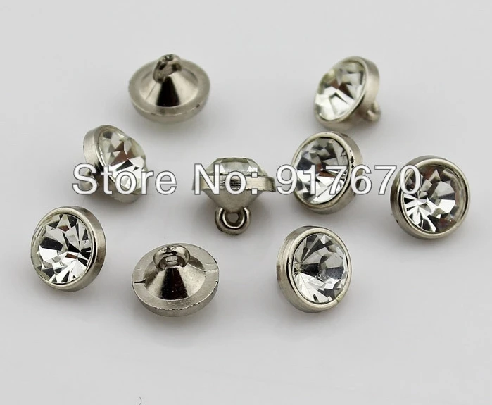 Пластиковые шпильки CPAM 10 мм серебряная пуговица стеклянный материал камень 2000