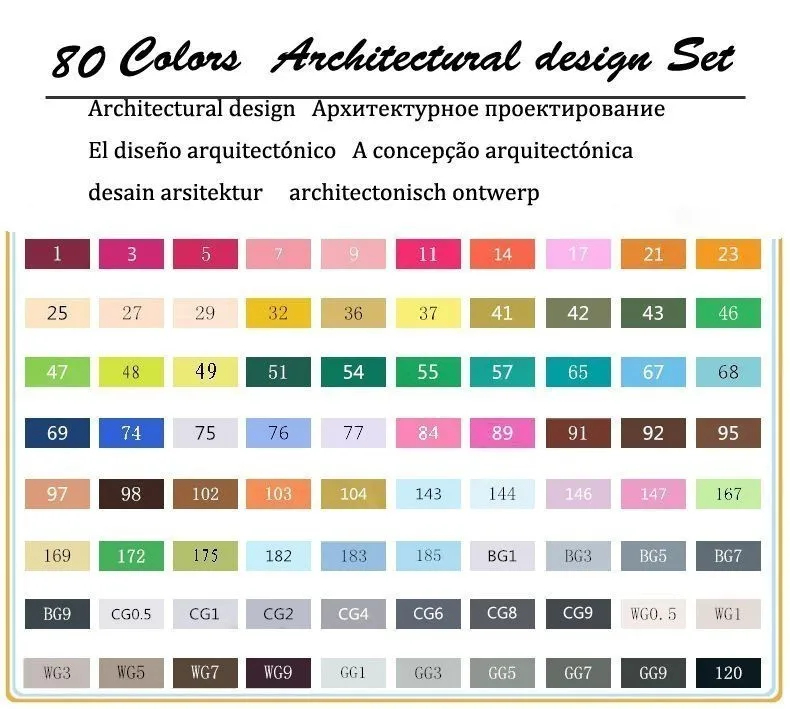 80 Architectural Set TOUCHFIVE 30/40/60/80 Цвета двойной головкой маркер для рисования на спиртовой основе эскиз Маркеры Ручка для рисования аниме товары для рукоделия - Цвет: 80 Architectural Set