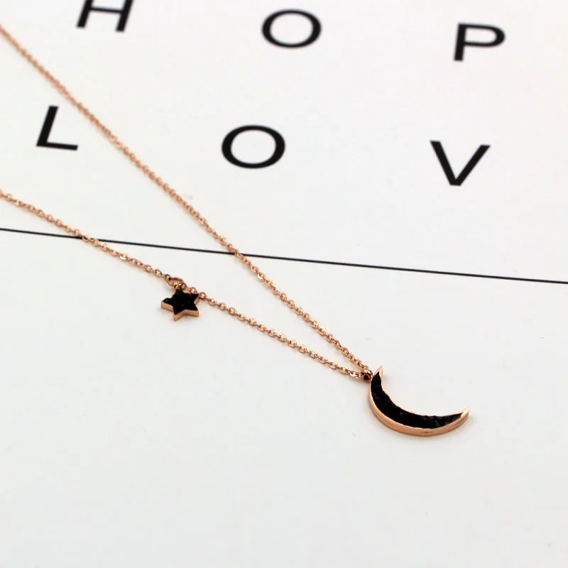 QHQ ожерелья и кулоны из титана стали розового золота ожерелье с Луной звездой