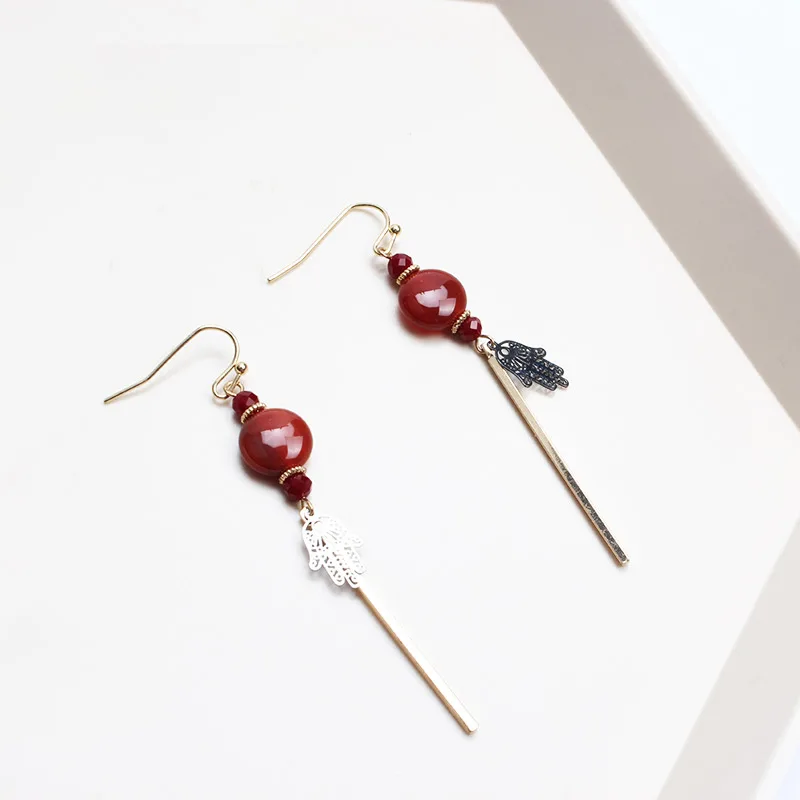 Натуральный камень шаровое женские серьги-подвески jewelry кроваво-красный