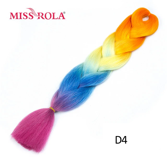 Miss Rola, большие синтетические косы, волосы, 100 г, 24 дюйма, высокотемпературное волокно, Джамбо, волосы для наращивания, Омбре, вязанные крючком, косички - Цвет: D4