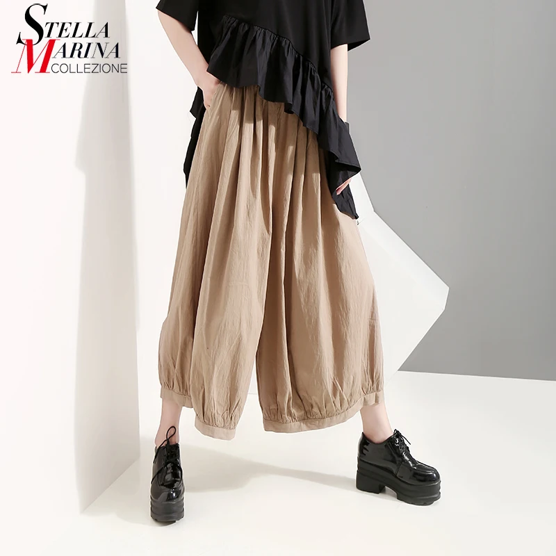 Новинка 2019 корейский стиль Женские однотонные длинные плиссированные Широкие