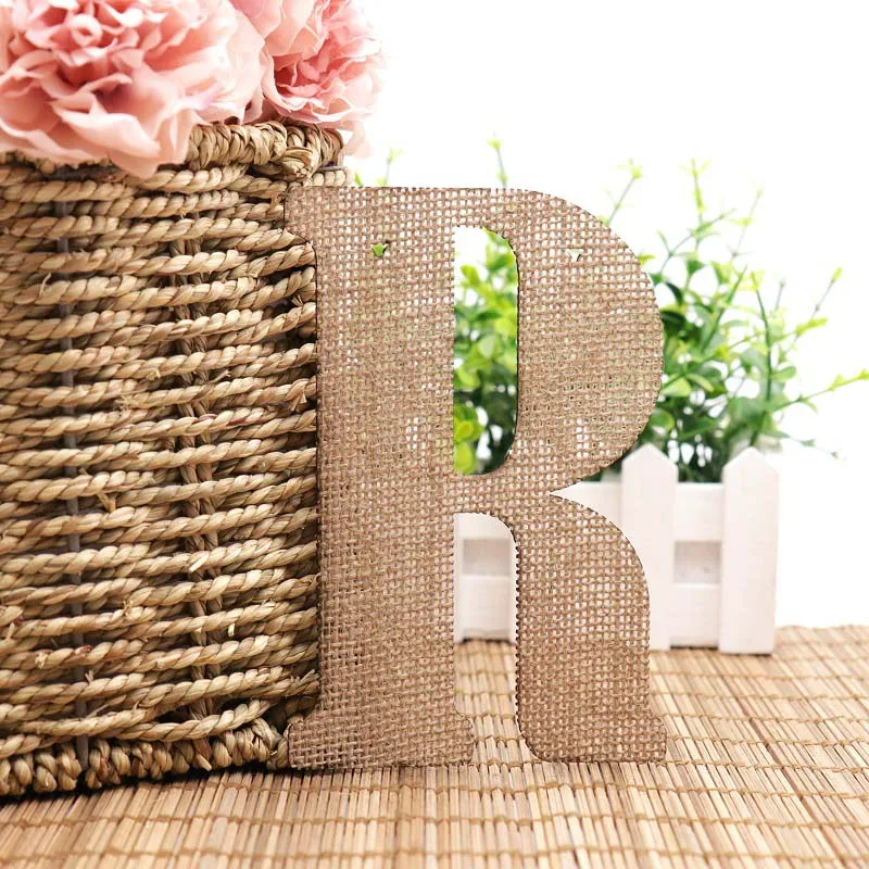18 Hessian письмо A-Z No.0-9 джутовая ткань деревенский Мешковина баннеры флаги конфеты бар Винтаж День Рождения Вечеринка Свадебный декор - Цвет: 18