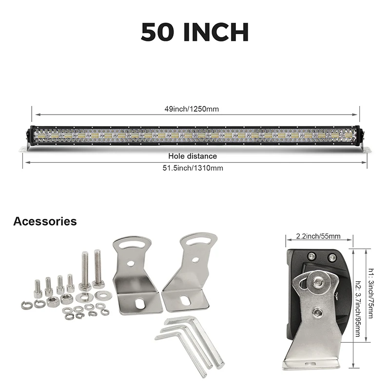 50 INCH BraveWay 3 ряда светодиодный светильник для внедорожного грузовика трактора 4x4 SUV Atv Uaz лодка 12 В светодиодный светильник для джипа Лада Нива внедорожный - Цвет: 50 INCH