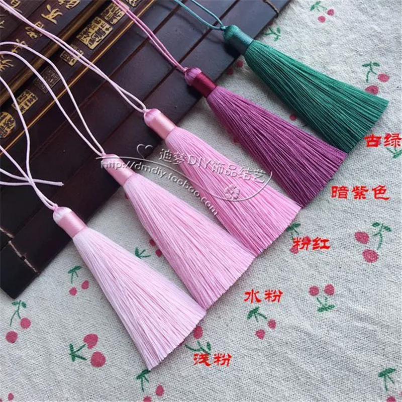 10 шт. 8 см длинные 0,8 см широкие маленькие DIY ювелирные аксессуары искусственный шелк серьги с кисточками закладки Висячие кисточки платье одежда