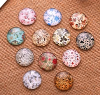 24pcs 12mm 14mm 16mm flower pattern round handmade photo glass cabochons diy jewelry glass dome cover pendant cameo settings