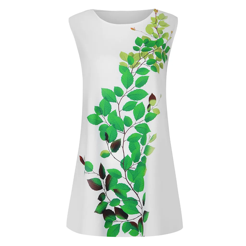 Women's Loose Dress 2019 Ladies' Summer Vintage Round Neck Sleeveless 3D Print Boch Tank Short Mini vestido mujer verano | Женская