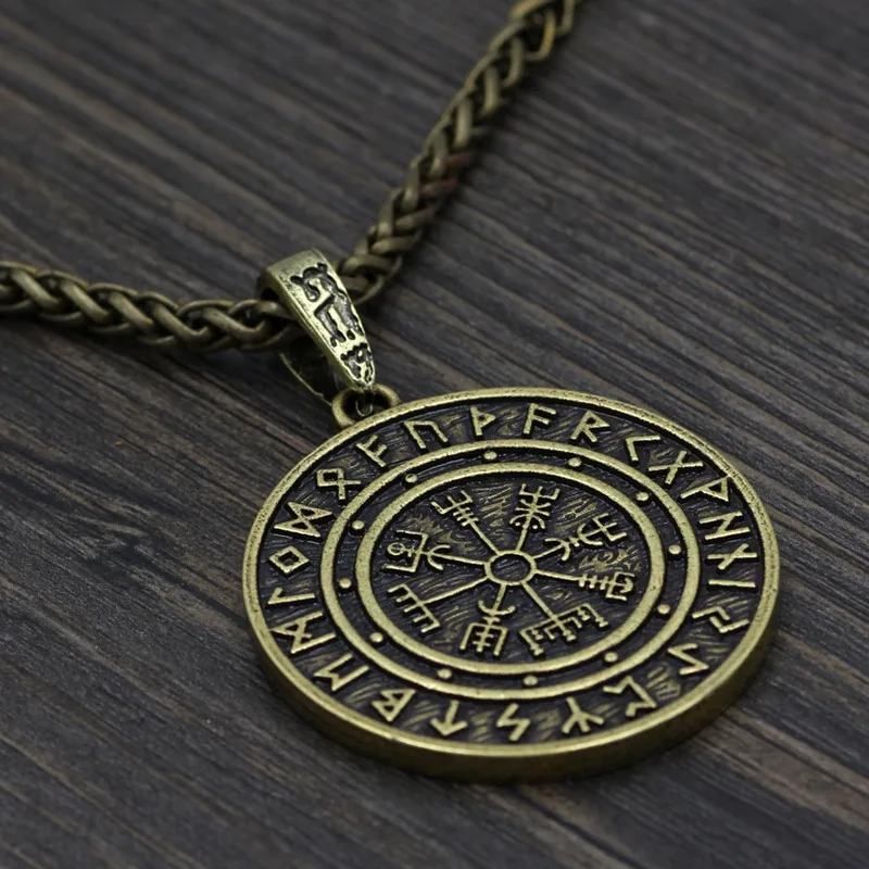 Viking Vegvisir руны нордические ожерелья шлем ужас в руническом круге кулон волшебный