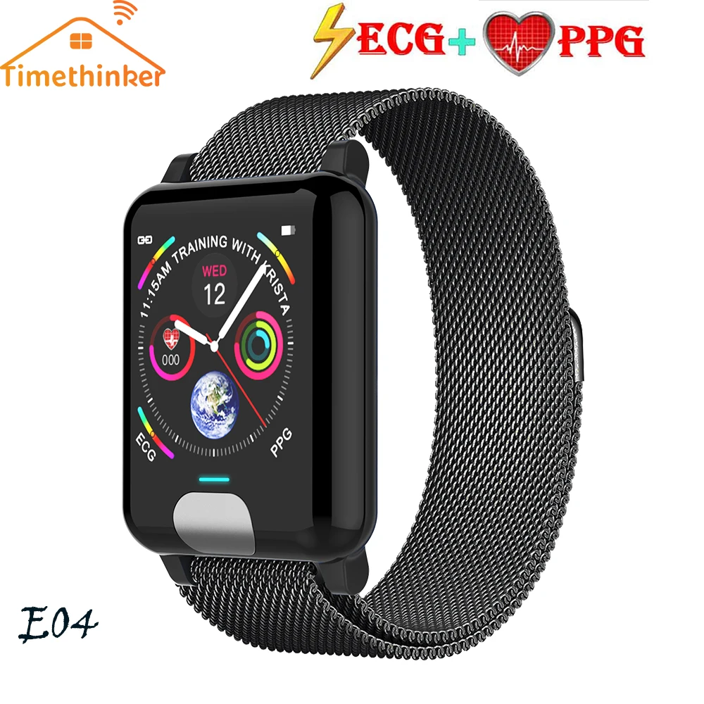 Смарт часы Timethinker E04 для мужчин и женщин Reloj ECG + PPG с пульсометром фитнес трекером PK
