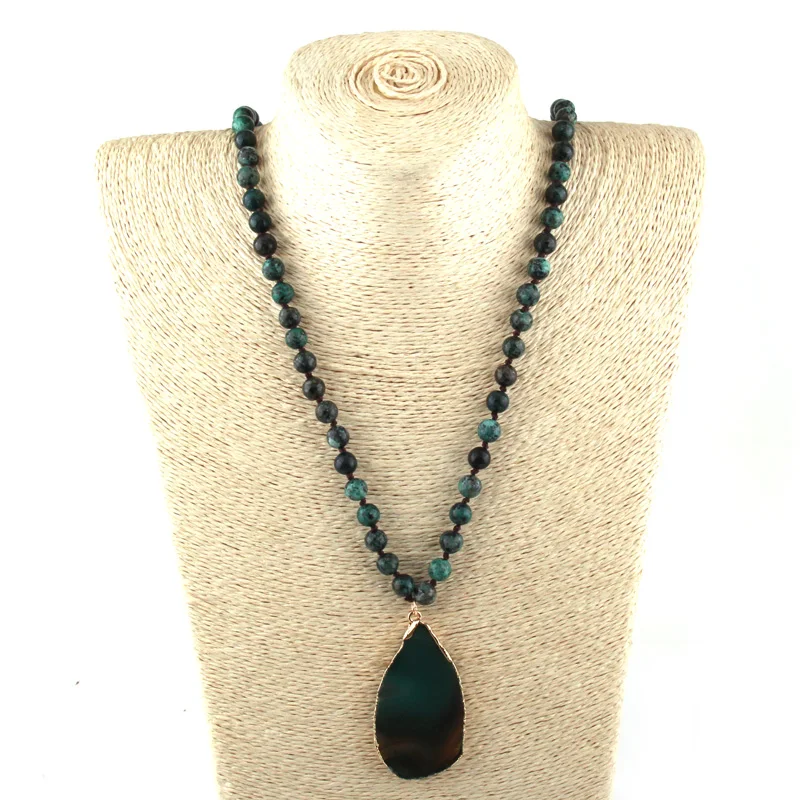 MOODPC Fashion Bohemian Jewelry Africa Stone Knotted Crystal Pave Sea Shell Pendant Women Necklace | Украшения и аксессуары
