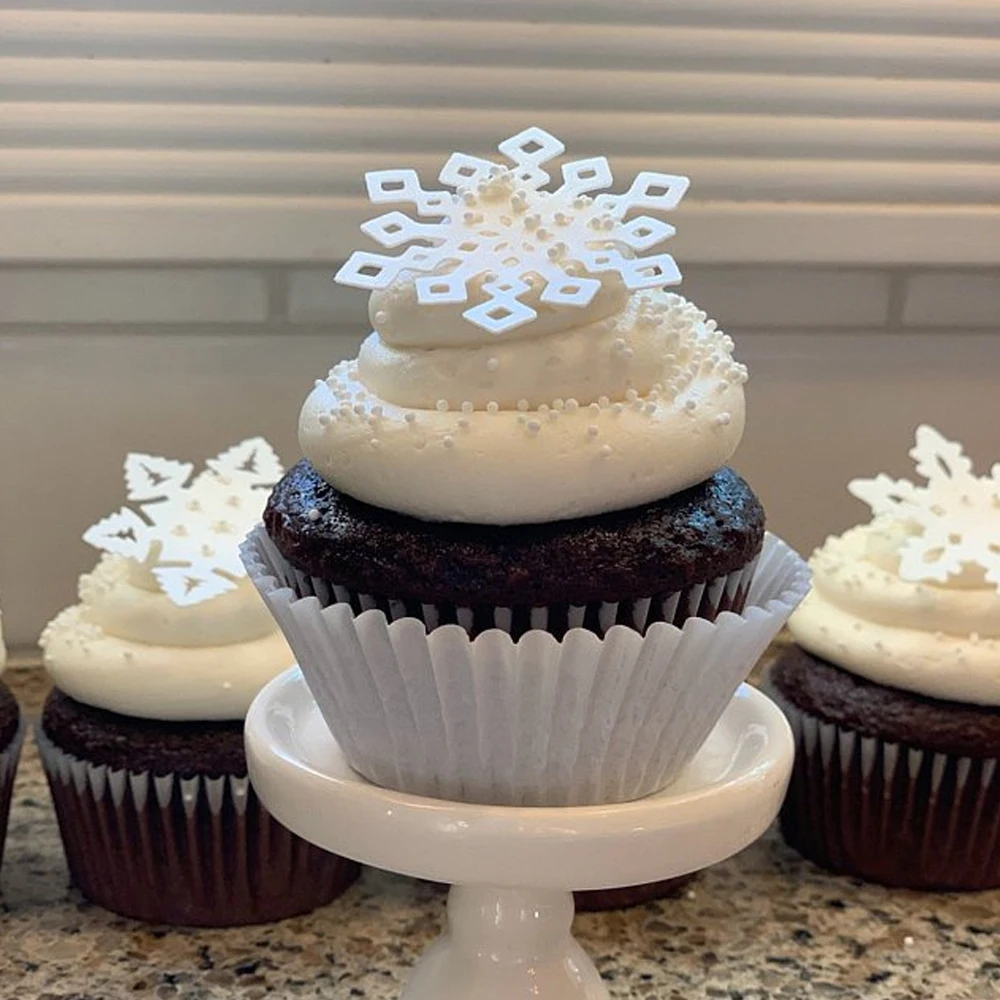 Съедобная Вафля открытка Снежинка предварительно Обрезанные фигурки для кексов