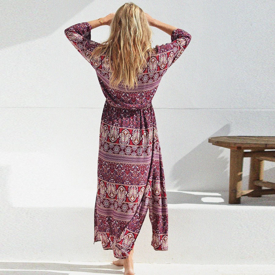 Женский кардиган TEELYNN шифоновая блузка с цветочным принтом Бохо С Боковым