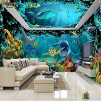 beibehang custom photo wallpaper mural fantasy underwater world shark theme space house wall background wall papel de parede