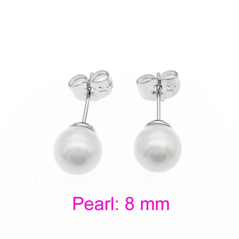Серьги-гвоздики с белым жемчугом, женские серьги D'oreille Perles Orecchini Perle Aretes Perlas Brinco Perolas, золотые жемчужные ювелирные изделия E2899 - Окраска металла: 8mm Pearl Platinum