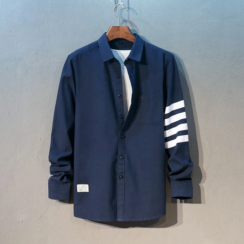 Мужская рубашка 2020 полосатая брендовая деловая Повседневная с длинным рукавом и