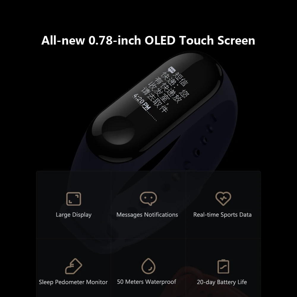 Фитнес-браслет для Xiaomi Mi Band 3 фитнес-трекер умный Браслет трекер пульсометр монитор сна вызов отклонение умный