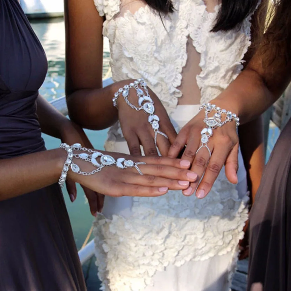 1 шт. Ретро Кристалл стразы ручная цепочка панк капля воды жгут браслет звено раба