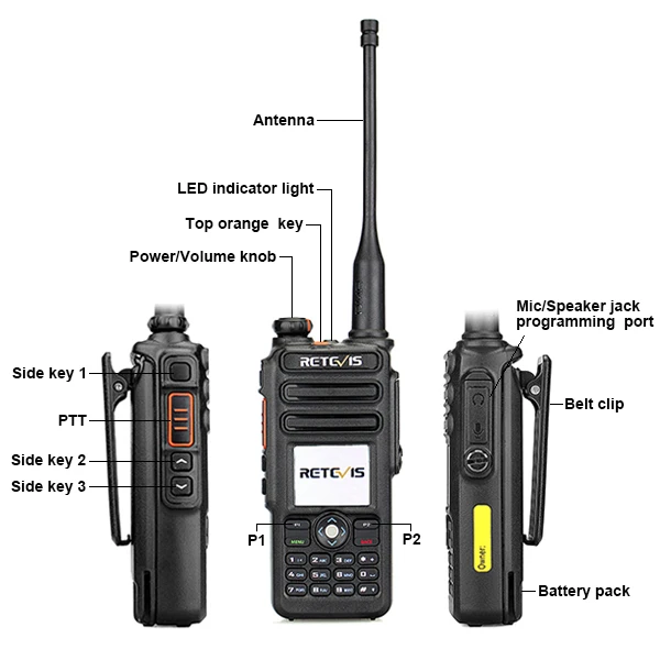 2 шт. Retevis RT82 Двухдиапазонная DMR цифровая рация VHF UHF(gps) IP67 водонепроницаемый портативный Радиоприемник Amador Hf трансивер dmr
